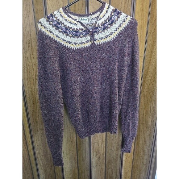 Womens LL Bean Sweater 100 Percent Wool Nordic Fair Size 34 US Small - Picture 1 of 8
